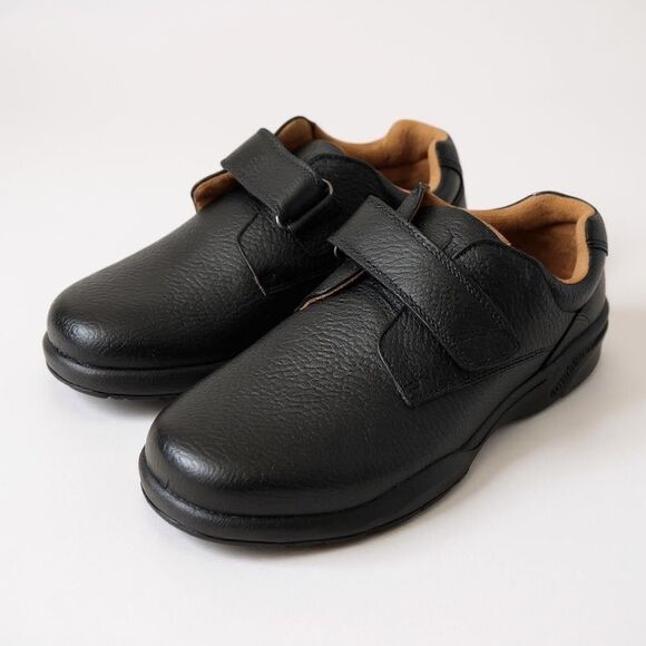 Dr Comfort William Men’s 11 XW Black Leather Diabetic Shoes X-Depth Hook & Loop - Picture 1 of 12